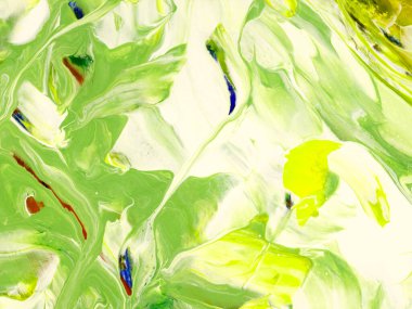 Soyut fantastik resim, yeşil el boyası arka plan, fırça ve mermer doku, akrilik. Modern sanat.