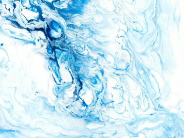 Mavi soyut fantastik dalga, yaratıcı el boyası arka plan, mermer ve fırça dokusu, soyut okyanus, akrilik resim. Çağdaş sanat.