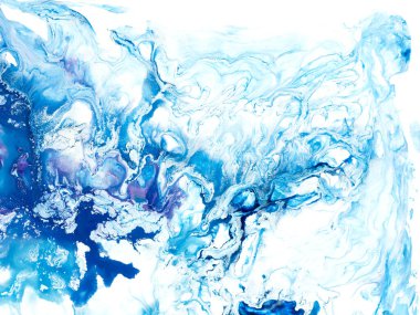 Mavi ve mor soyut fantastik dalga, yaratıcı el boyası arka plan, mermer ve fırça dokusu, soyut okyanus, akrilik resim. Çağdaş sanat.