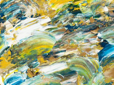 Soyut fantastik yaratıcı el boyası arka plan, fırça dokusu, soyut okyanus, akrilik resim. Çağdaş sanat.