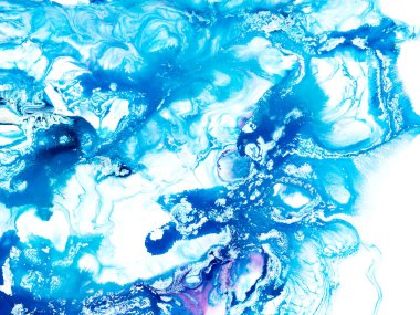 Mavi ve mor soyut fantastik dalga, yaratıcı el boyası arka plan, mermer ve fırça dokusu, soyut okyanus, akrilik resim. Çağdaş sanat.