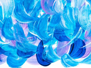 Soyut mavi ve mor fırça darbeleri, yaratıcı el boyası arka plan, fırça dokusu, akrilik resim. Çağdaş sanat.