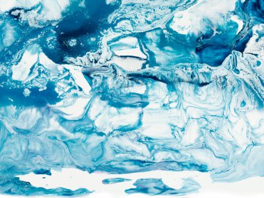 Soyut mavi fantastik dalga, yaratıcı el boyası arka plan, mermer ve fırça dokusu, soyut okyanus, akrilik resim. Çağdaş sanat.