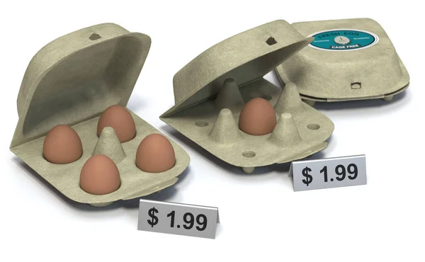 Illustration Cartons One Four Eggs Same Price Marketing Concept Shrinkflation — Stock Photo, Image