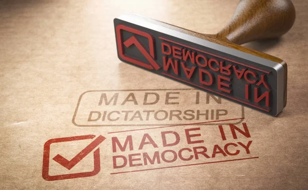 Illustration Rubber Stamp Text Made Democracy Dictatorship Concet Purchasing Ethics — Stock Photo, Image