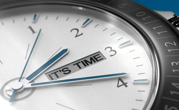 Renderização Relógio Conceitual Com Agulhas Azuis Hora Mudar Agir Imediatamente — Fotografia de Stock