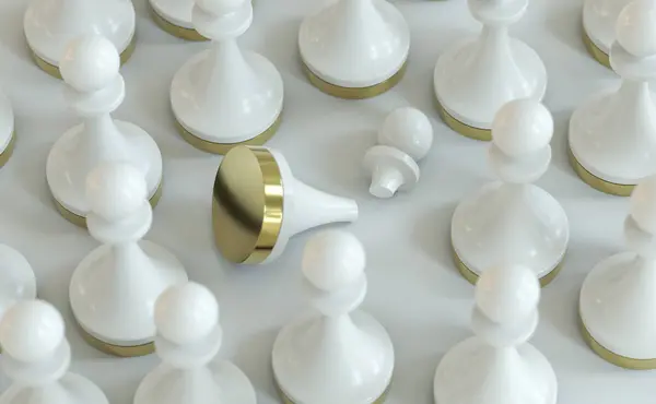 Illustration Broken Chess Pawn Amidst Other Intact Ones Stock Picture