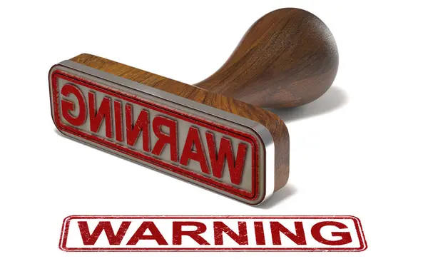白い背景に印刷された単語警告のゴム製スタンプの3Dイラスト ロイヤリティフリーのストック画像