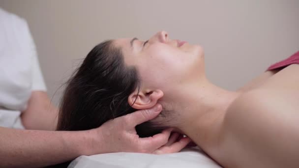 Relaxing Facial Massage Beautiful Young Girl High Quality Footage — Vídeo de Stock