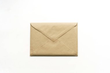 kraft vintage envelope on white isolated background clipart