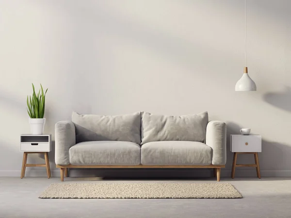 Ruang Tamu Modern Dengan Sofa Ilustrasi Interior Skandinavia — Stok Foto