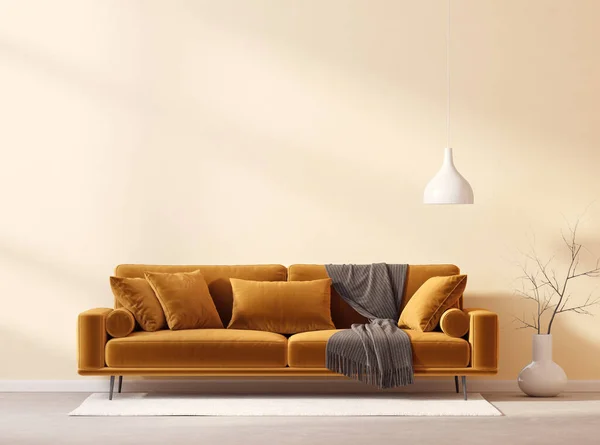 Modernes Wohnzimmer Mit Sofa Illustration Skandinavisches Interieur — Stockfoto