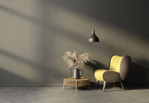 有扶手椅的现代客厅 3D例证 斯堪的纳维亚内陆 图库图片