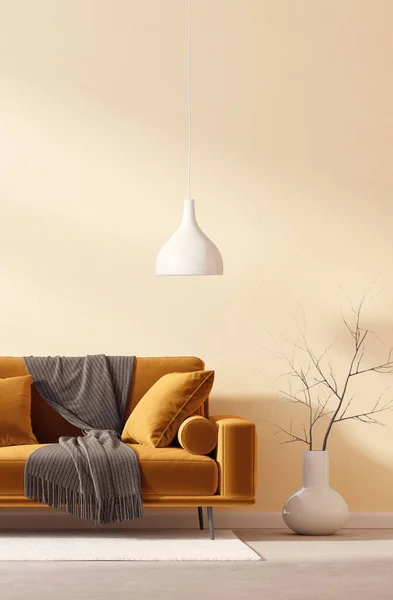 有沙发的现代客厅 3D例证 斯堪的纳维亚内陆 图库图片
