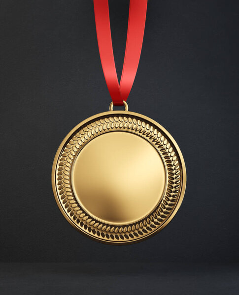 medal award isolated on a black. 3d illustration