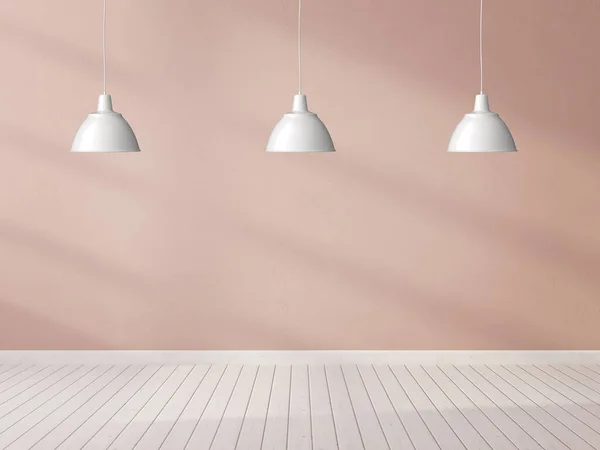 空いている部屋の天井ランプ 3Dイラスト — ストック写真