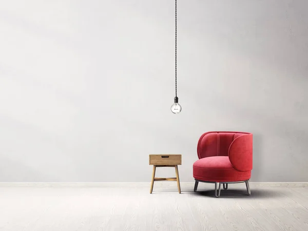 Modernes Wohnzimmer Mit Rotem Sessel lizenzfreie Stockbilder