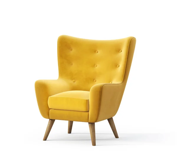 白色的黄色扶手椅 3D说明 免版税图库图片