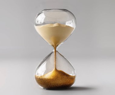 Kum saati gri renkte izole edilmiş. üretici ai