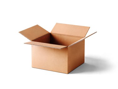 Bir beyaz üzerinde izole edilmiş açık karton. Yapay zeka oluşturuldu