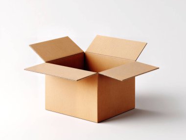 Bir beyaz üzerinde izole edilmiş açık karton. Yapay zeka oluşturuldu