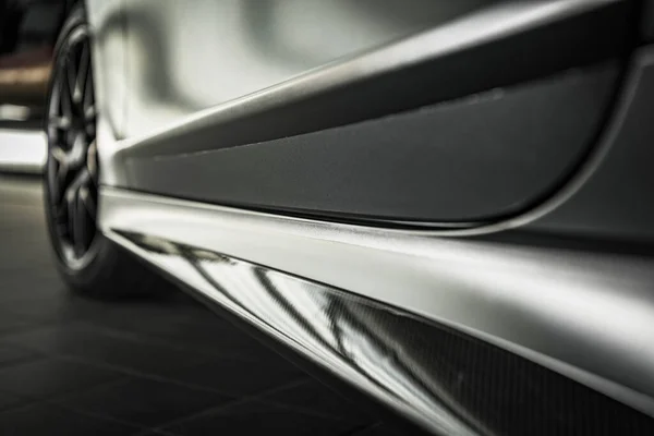 Closeup Luxury Car Carbon Sill Vehicle External Appearance Design Details — Stock Photo, Image