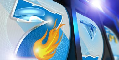 Online Gambling Slot Machine Casino Game Conceptual 3D Render Illustration, Gembling Theme.
