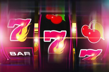 One Handed Slot Spin 3D illustration Concept. Casino Slot Machine Games.