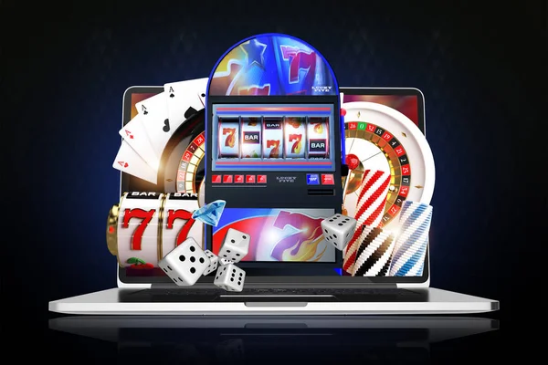 Roulette Poker Slot Machines Online Casino Games Concept Illustration Internet — Stock fotografie