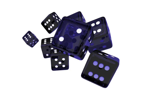 Glassy Blue Dices Render Illustration Casino Games Objects — Stockfoto