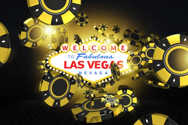 Golden Las Vegas Casino Games Concept Gambling Chips Rendered Illustration — Foto Stock