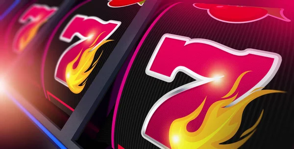 Pink Lucky Triple Seven Slot Machine Illustration Hot Online Casino — 스톡 사진