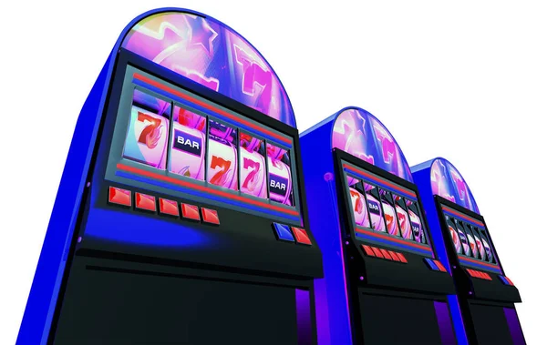 クラシックカジノスロットマシン3Dレンダリング 背景は透明だ カジノゲームコンセプト — ストック写真