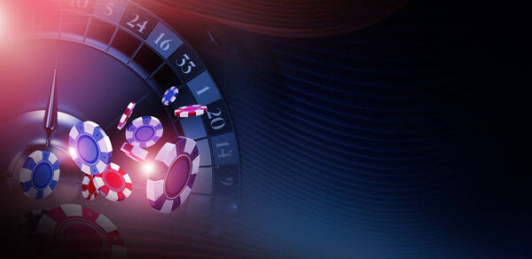Roulette Casino Game Bet Concept Background with Right Side Copy Space. 3D Rendered Illustration.