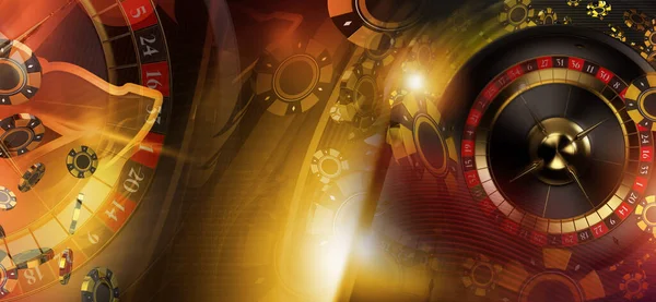 Warm Golden Casino Roulette Wheel Tokens Concept Illustration Casino Gaming — Stock Photo, Image