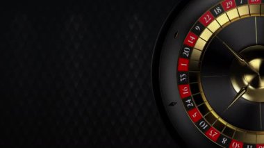 Spinning Casino Roulette Wheel on a Black Carbon Like Background. Left Side Copy Space.