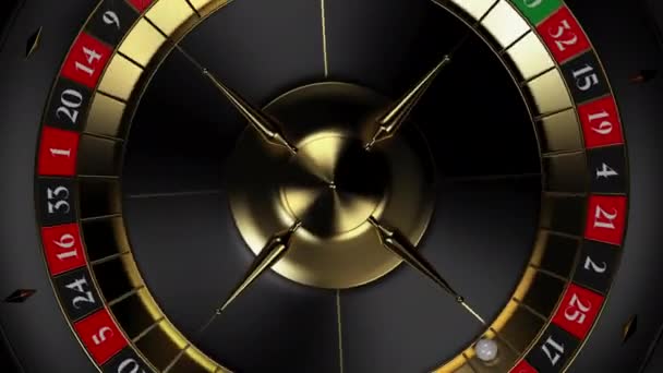 Spinning Black Glossy Casino Roulette Wheel Concept Animation — Vídeo de Stock