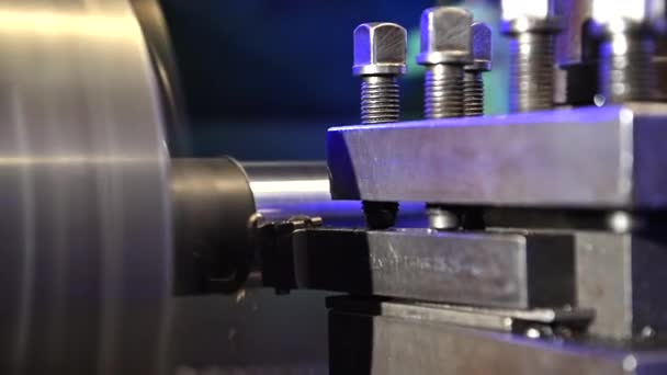 Processing Piece Metal Using Lathe Machine Metalworking Industry Theme — Stockvideo