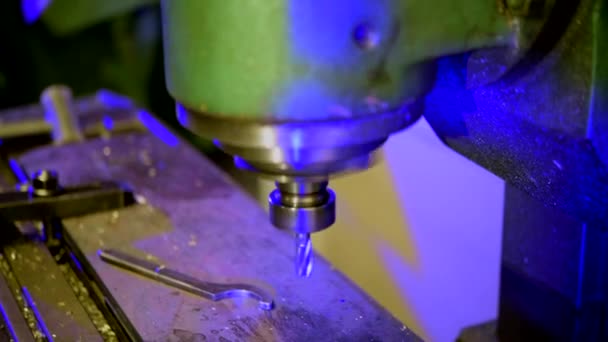Lathe Machine Rotating Drilling Bit Preapring Metal Element Processing — 图库视频影像