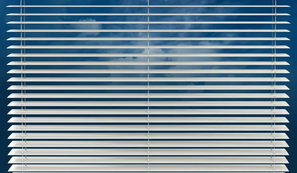 Illustration White Corded Roller Blinds Hung Window Blue Sky Background — Stock Photo, Image