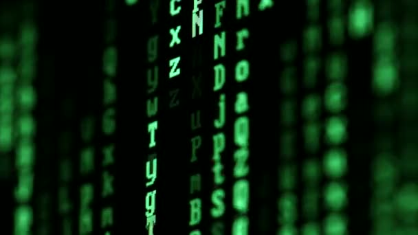 Encryption Network Standards Conceptual Dark Green Falling Letters Digital Technology — стоковое видео
