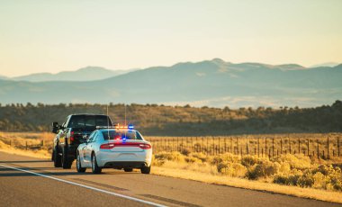 Utah Highway Police Patrol Traffic Stop. Speeding Ticket Theme. clipart