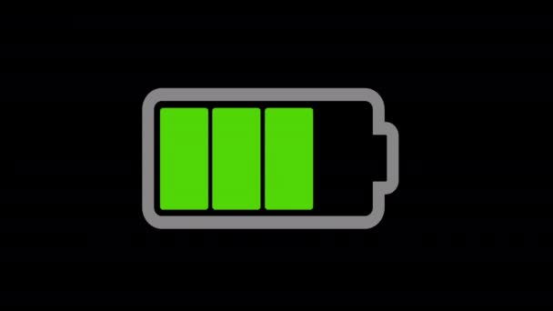 Animace Nabíjení Ikon Baterie Černém Pozadí — Stock video
