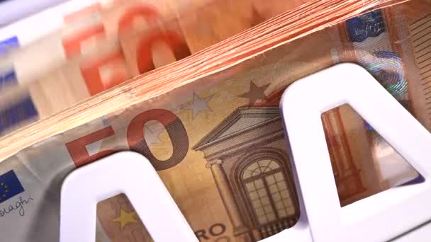 Evropské Eurobankovky Uvnitř Počítacího Stroje Zavřít Téma Finančního Průmyslu — Stock video