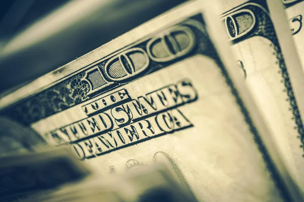 Yüz Dolarlık Bir Banknotun Doku Baskı Detaylarını Göstermenin Son Derece — Stok fotoğraf