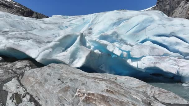 Flygfoto Över Nigardsbreen Glacier Arm Den Stora Jostedalsbreen Glacier Norge — Stockvideo