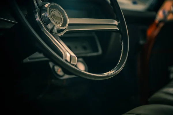 American Classic Car Steering Wheel Közelkép — Stock Fotó