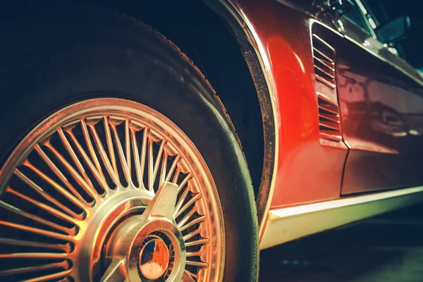 American Classic Car Wheel Close Retro Automobielthema — Stockfoto