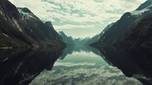 Scenic Northern Norway Landscape Lake Mountains Norwegian Vestland County Summer — Stock Video