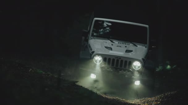 Listopadu2023 Krakov Polsko Woodland Trail Road Trip Jeep Wrangler Rubicon — Stock video